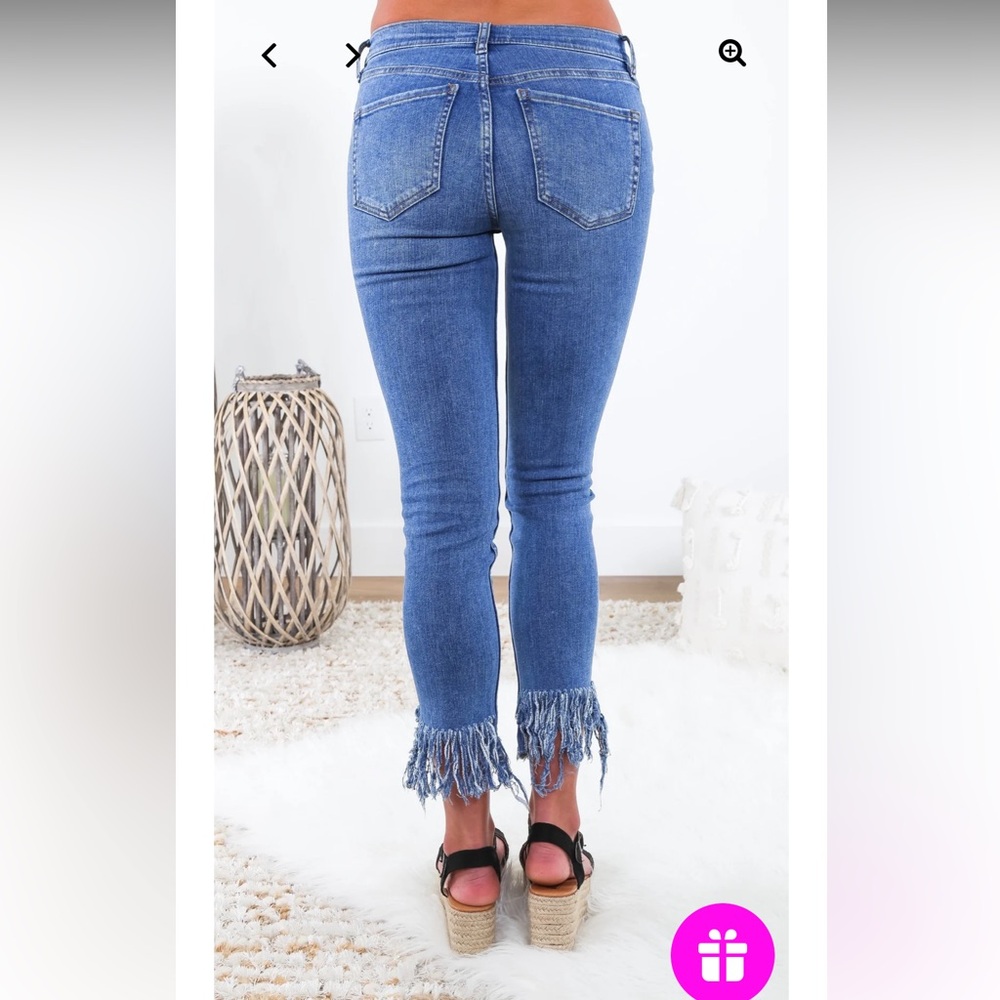 FREE PEOPLE GREAT HEIGHTS FRAYED SKINNY JEAN WORN INDIGO DENIM PANTS‎ - Picture 3 of 11
